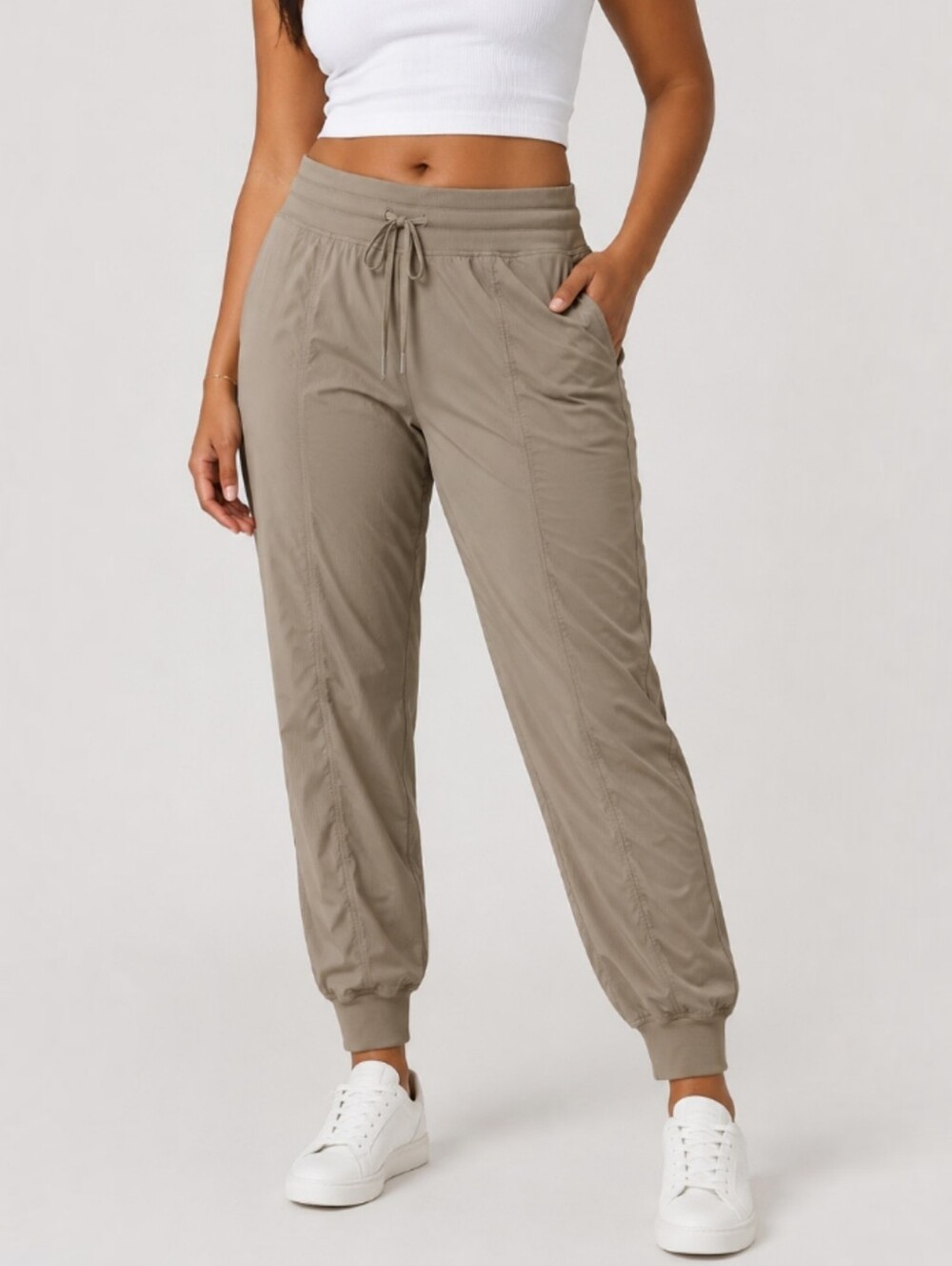 Lululemon Dance Studio Mid-Rise Lined Jogger Full Length W5ENPS Sheer Oak Tan 12